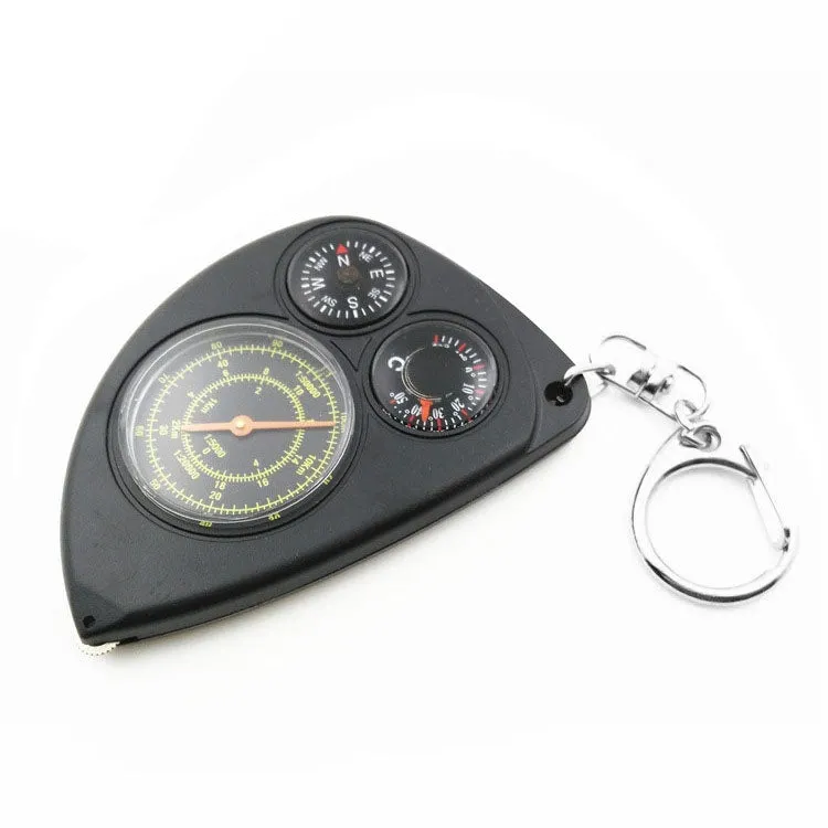 3-in-1 Portable Map Distance Measuring Measurer   Compass   Thermometer with Key Chain for Outdoor Camping Hiking(Black)