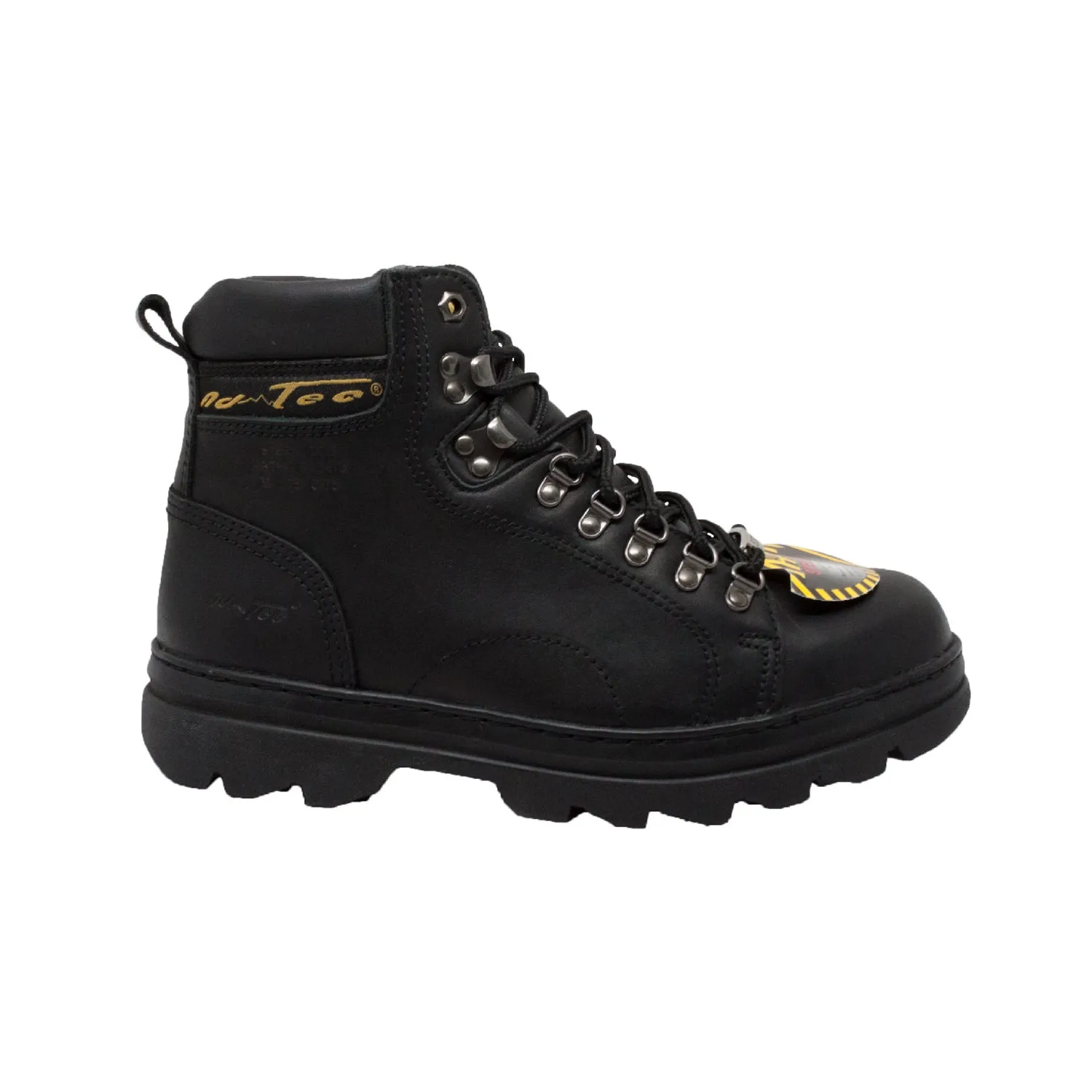 AdTec Mens 6in Steel Toe Hiker Black Work Boots