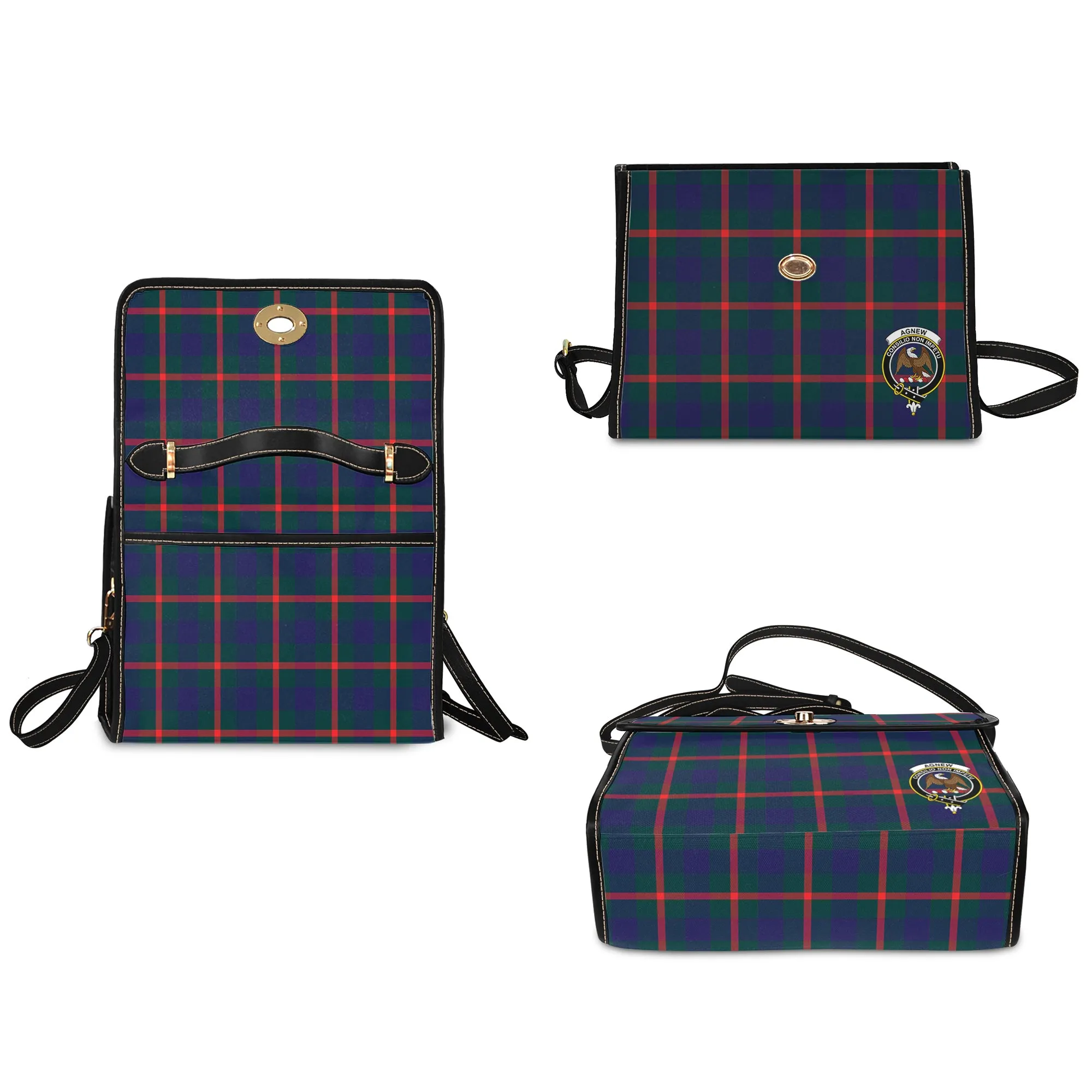 Agnew Tartan Waterproof Canvas Bag with Family Crest