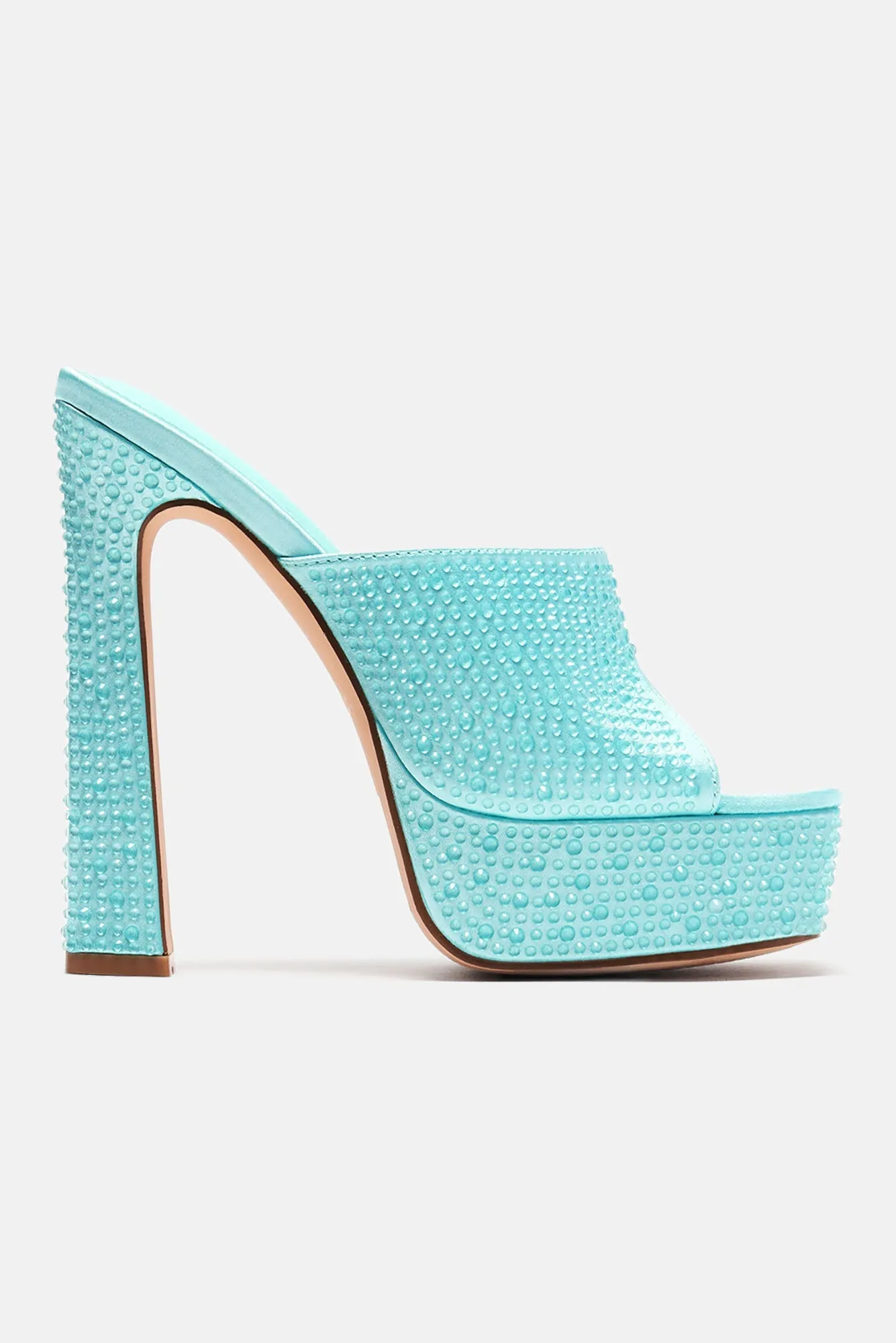 Amozae-All Eyes On Me Platform Mules - Blue