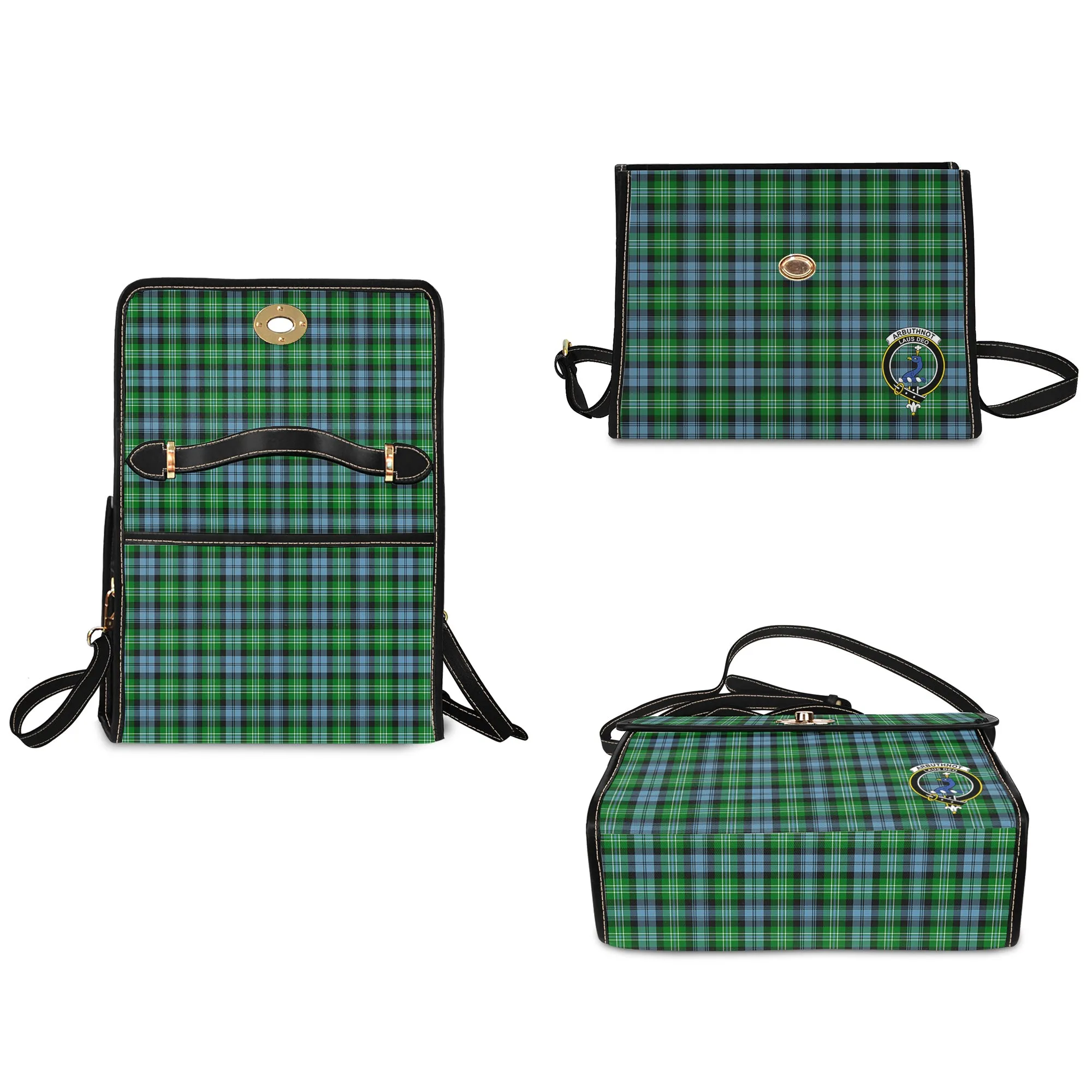 Arbuthnot Ancient Tartan Waterproof Canvas Bag with Family Crest