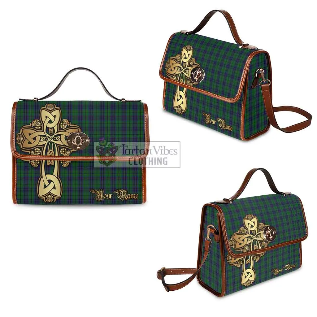 Austin Tartan Waterproof Canvas Bag Golden Thistle Celtic Cross Style