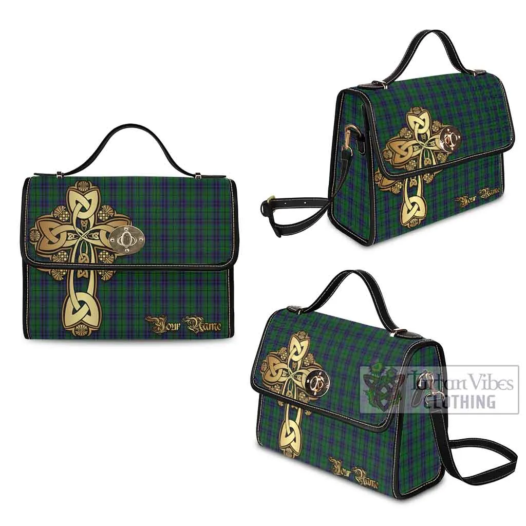 Austin Tartan Waterproof Canvas Bag Golden Thistle Celtic Cross Style