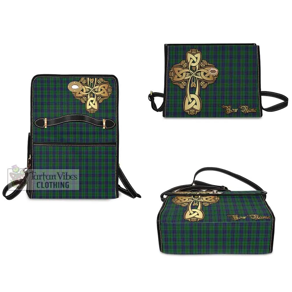 Austin Tartan Waterproof Canvas Bag Golden Thistle Celtic Cross Style