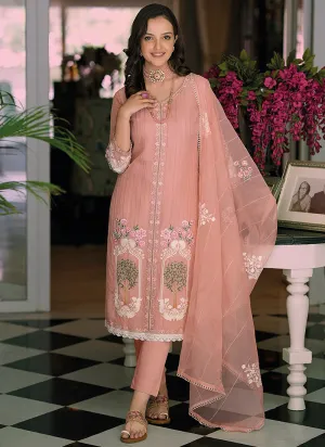 Baby Pink Multi Embroidery Wedding Pant Style Suit