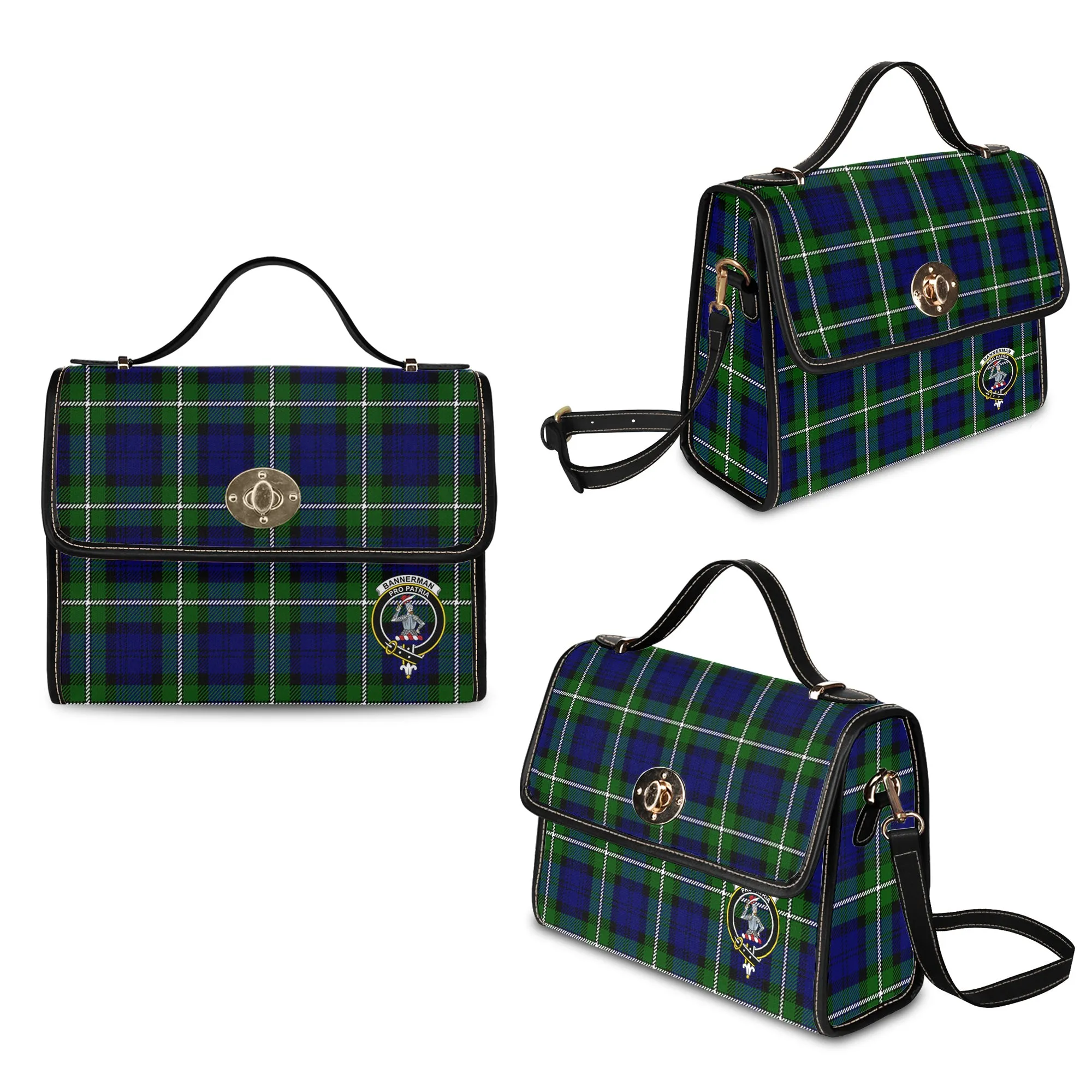 Bannerman Tartan Waterproof Canvas Bag with Family Crest