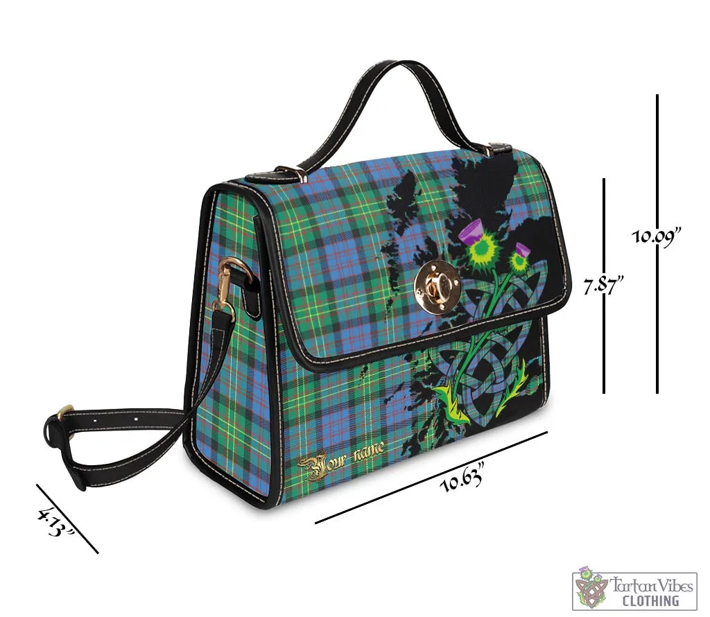 Bowie Ancient Tartan Waterproof Canvas Bag with Scotland Map and Thistle Celtic Accents