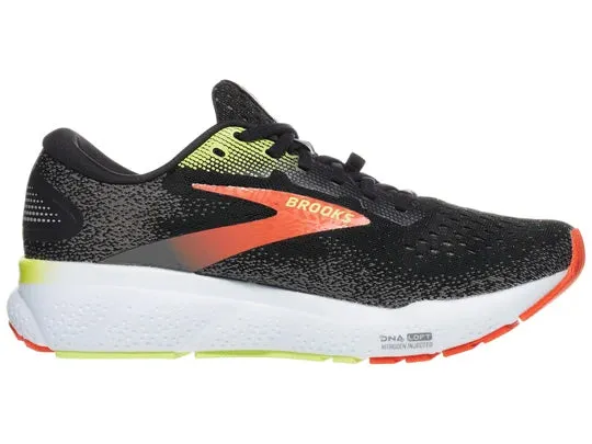 Brooks | Ghost 16 GTX | Men's | Black/Mandarin Red/Green