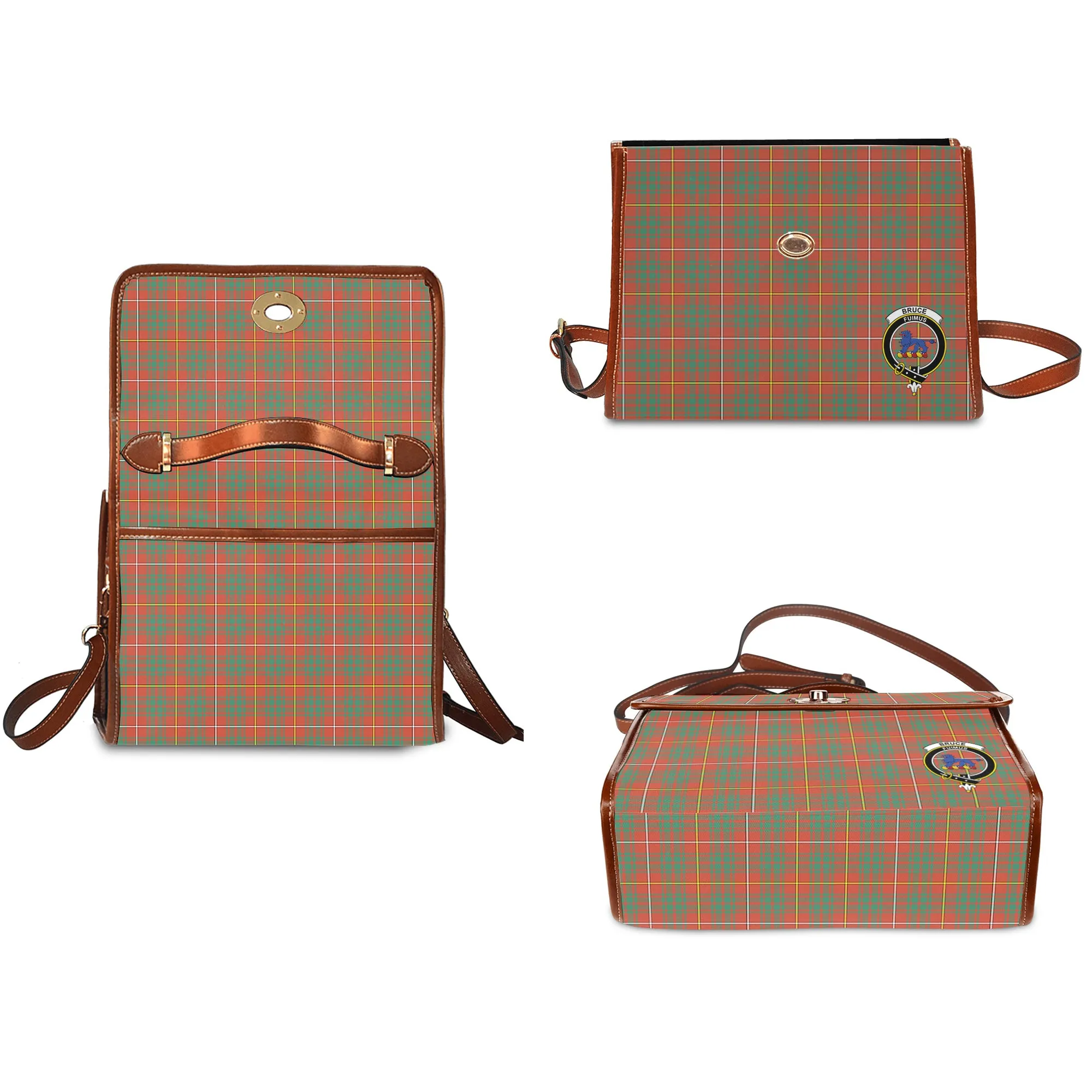 Bruce Ancient Tartan Waterproof Canvas Bag with Family Crest