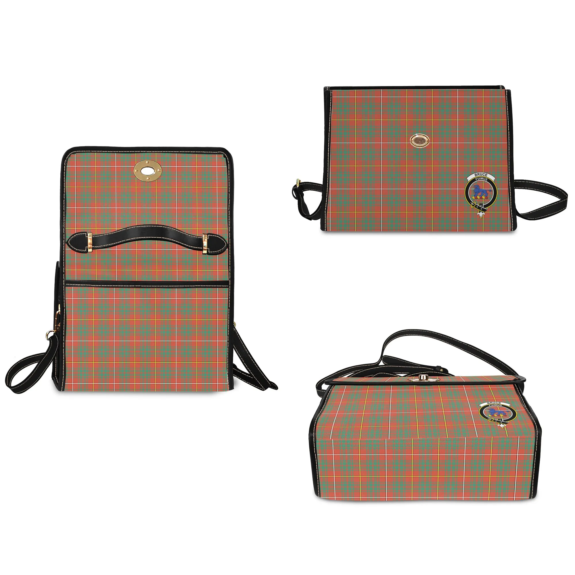 Bruce Ancient Tartan Waterproof Canvas Bag with Family Crest