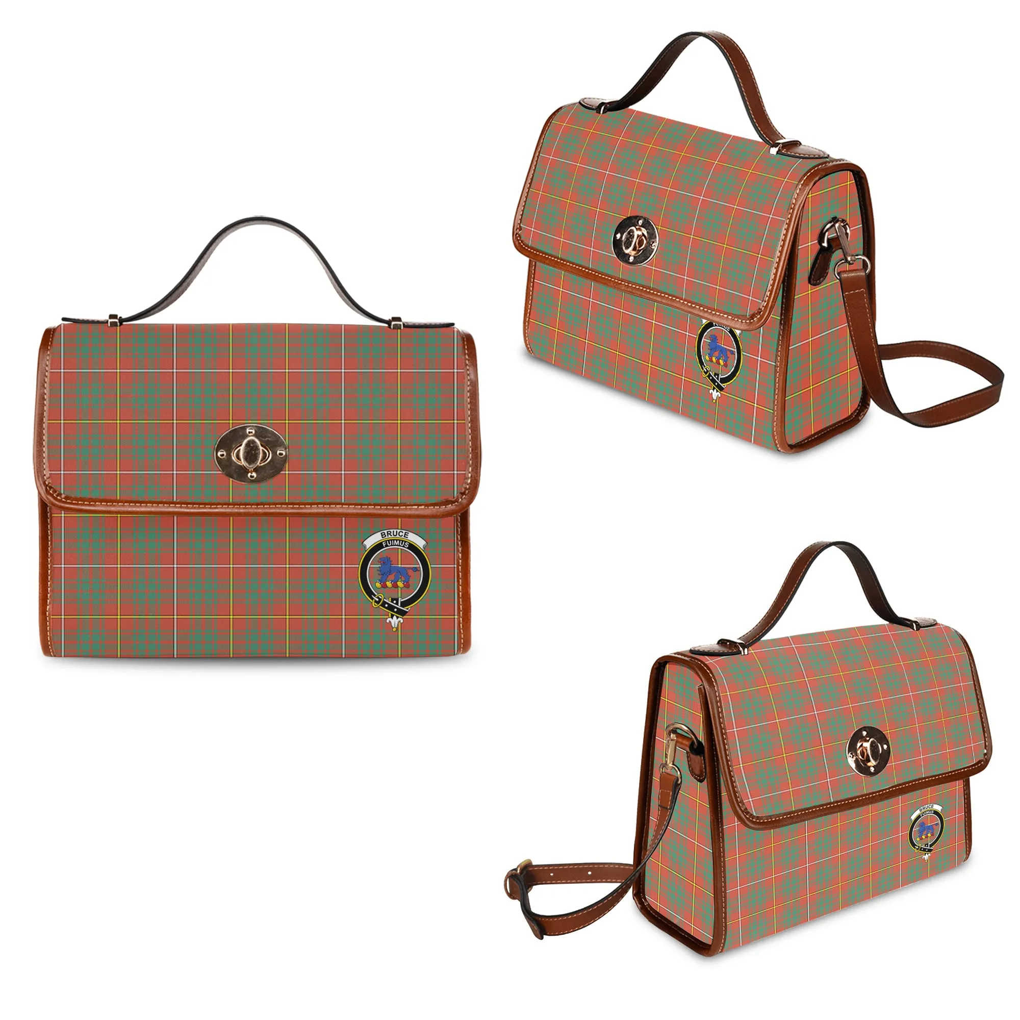 Bruce Ancient Tartan Waterproof Canvas Bag with Family Crest