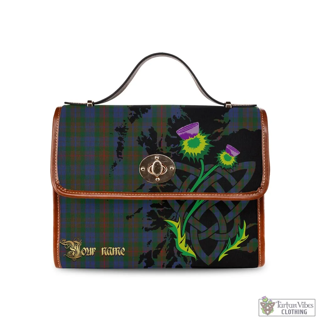 Buchanan Hunting Tartan Waterproof Canvas Bag with Scotland Map and Thistle Celtic Accents