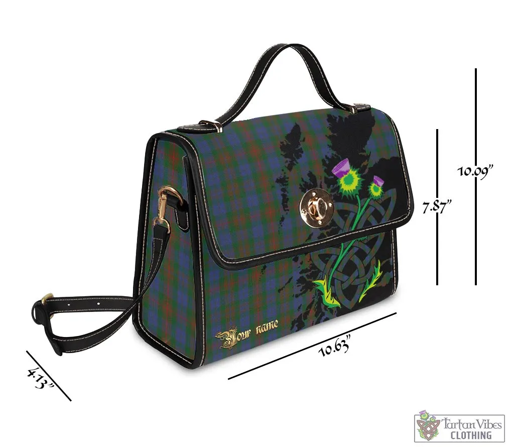 Buchanan Hunting Tartan Waterproof Canvas Bag with Scotland Map and Thistle Celtic Accents