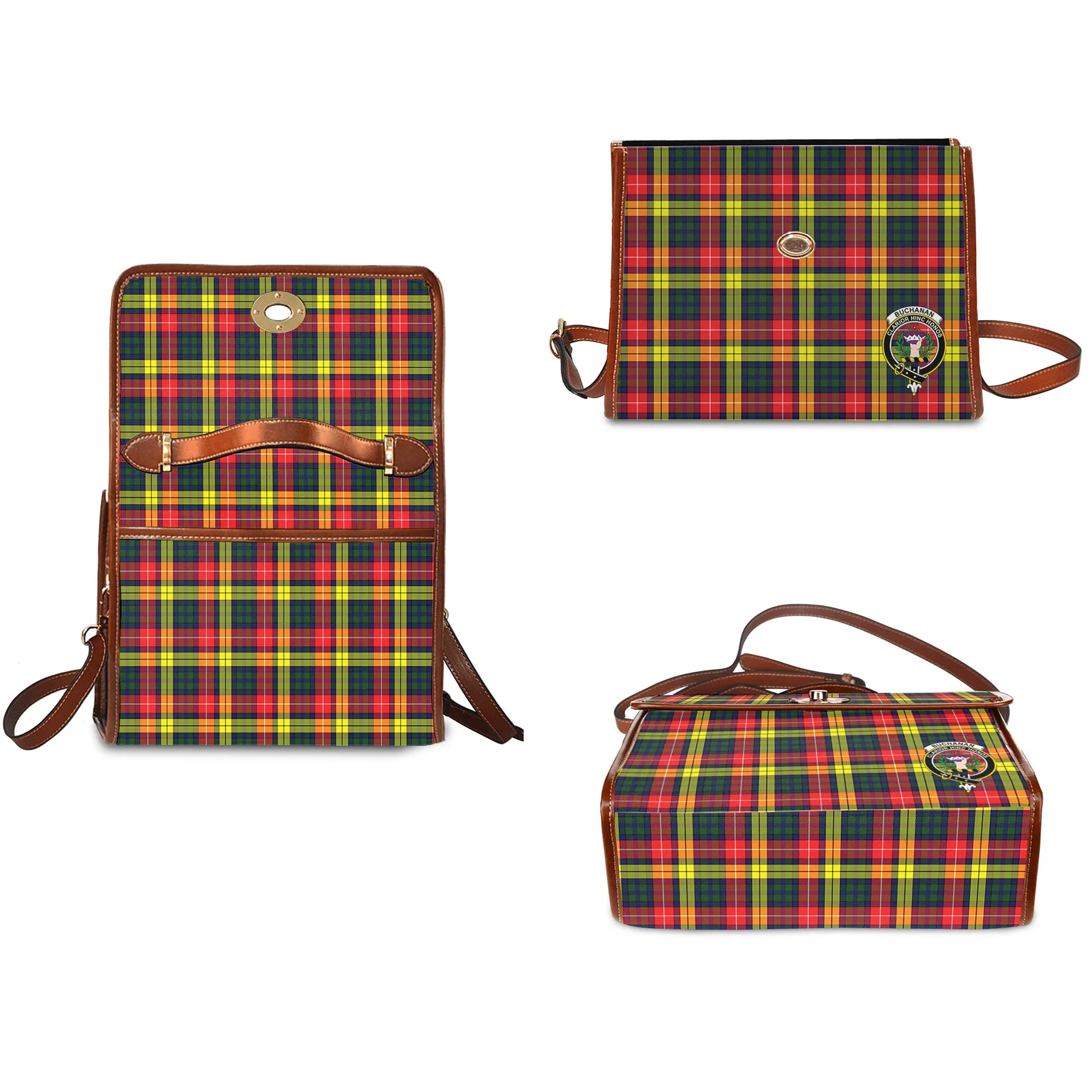 Buchanan Modern Tartan Waterproof Canvas Bag with Family Crest