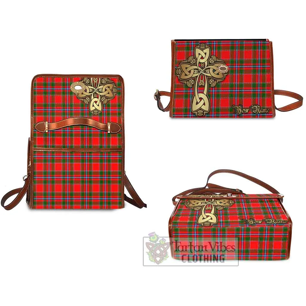 Butter Tartan Waterproof Canvas Bag Golden Thistle Celtic Cross Style