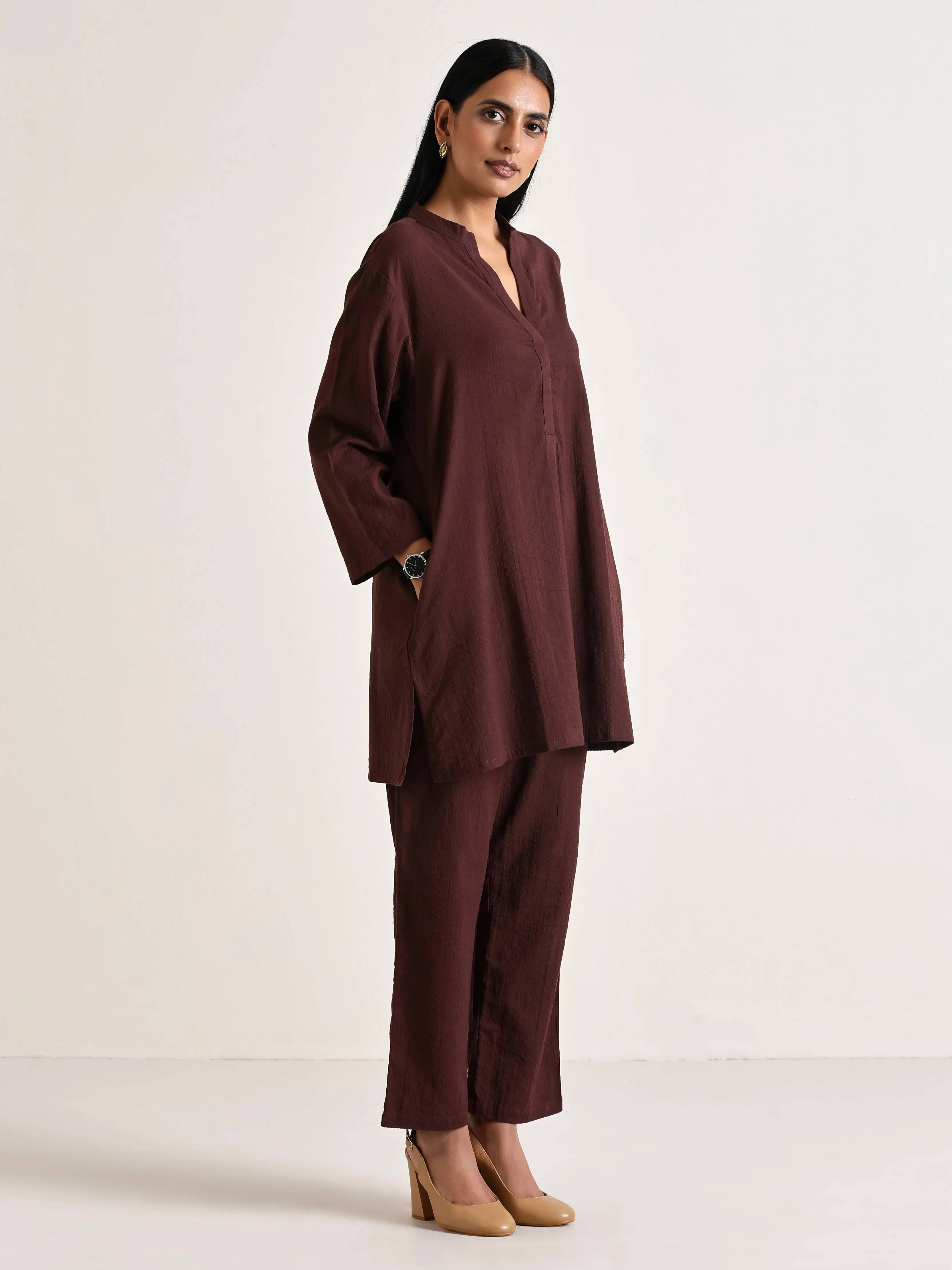 Cola Brown Relaxed Fit Co-Ord Set | Relove