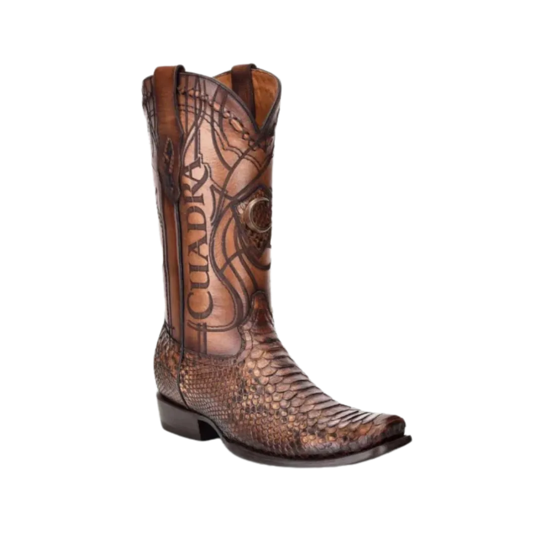 Cuadra Men's Engraved Python Honey Brown Western Boots