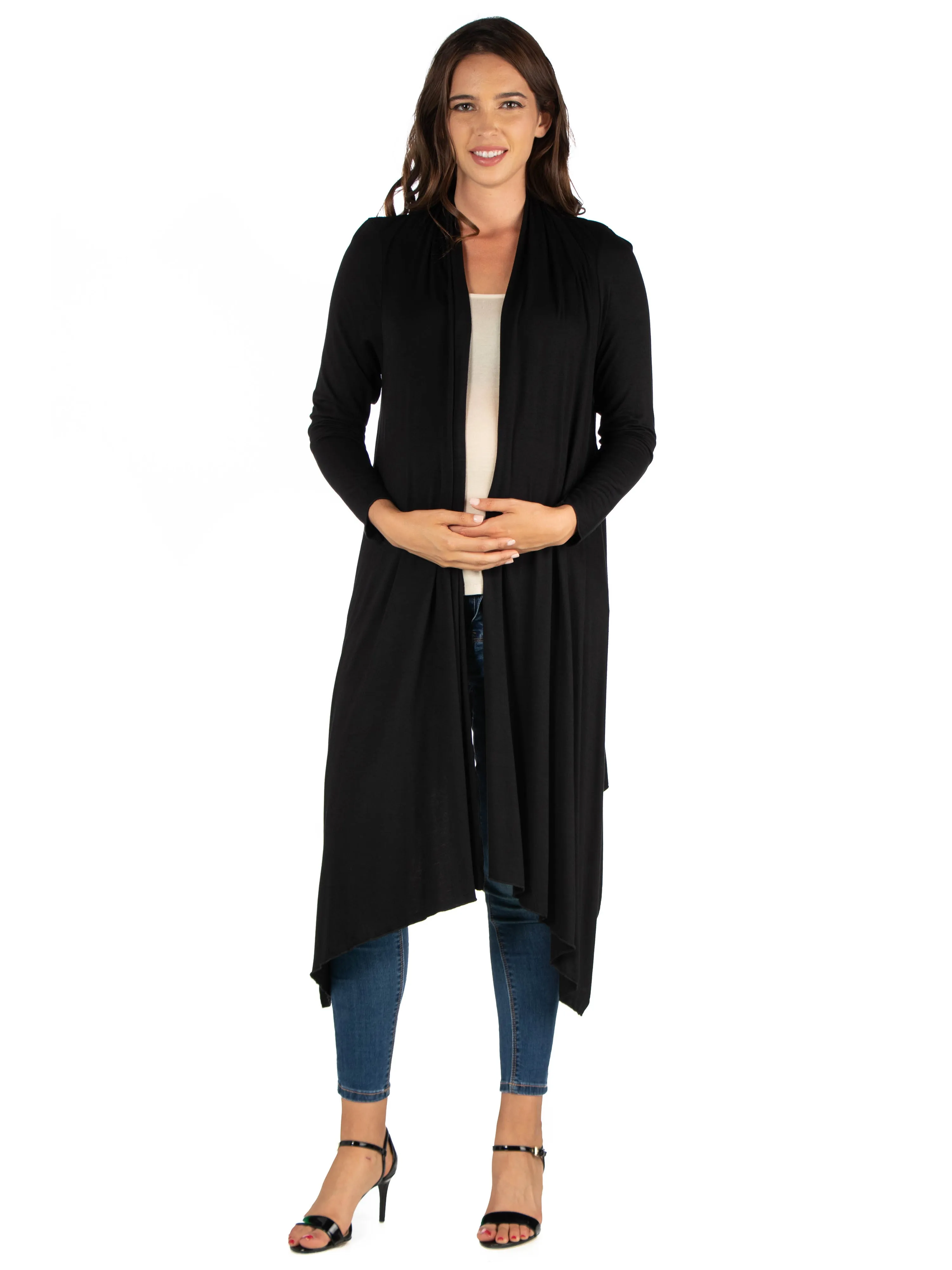 Extra Long Open Front Maternity Cardigan