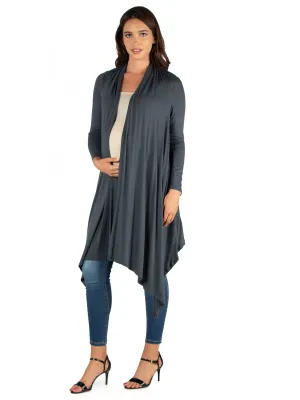 Extra Long Open Front Maternity Cardigan