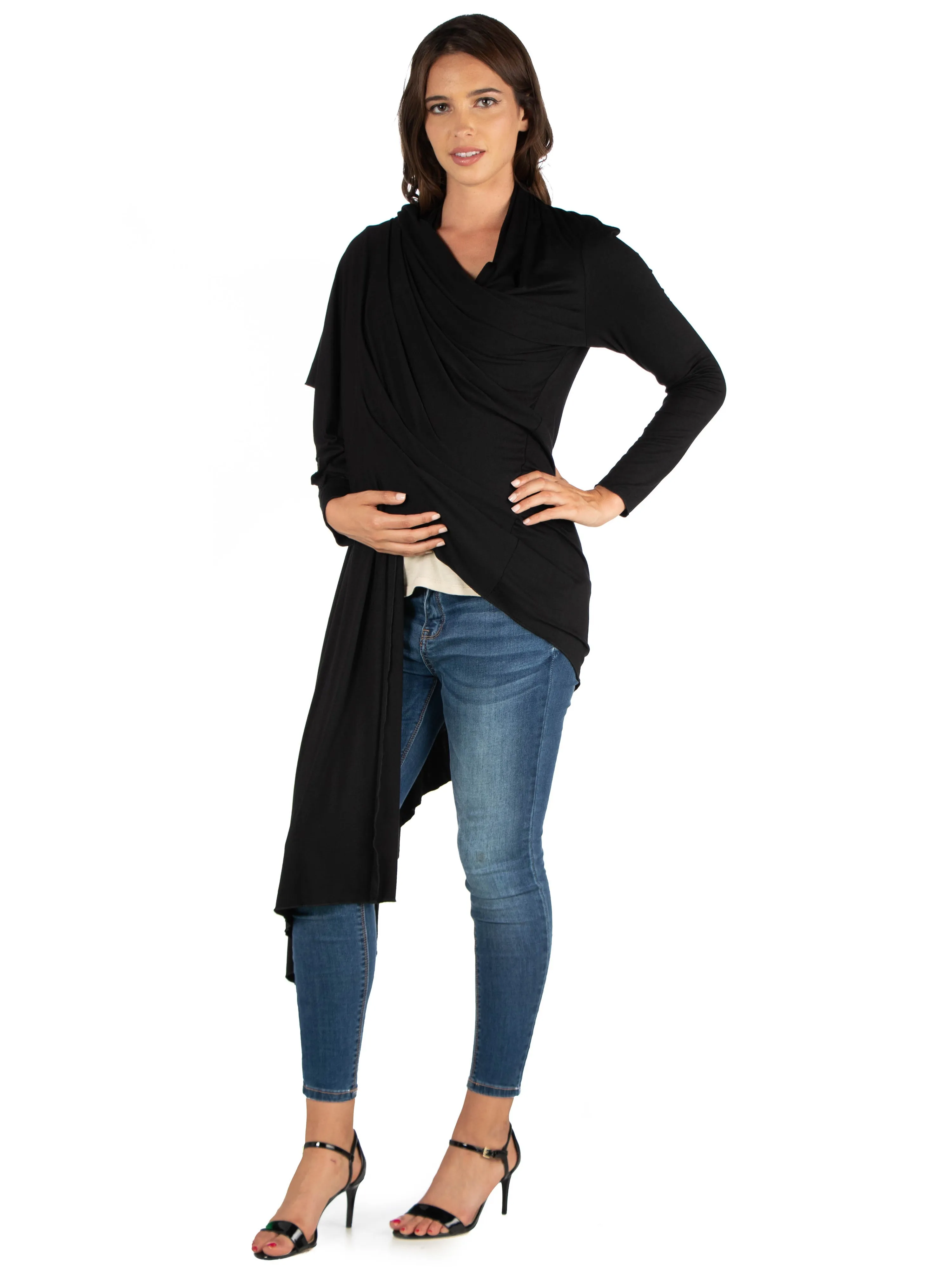 Extra Long Open Front Maternity Cardigan