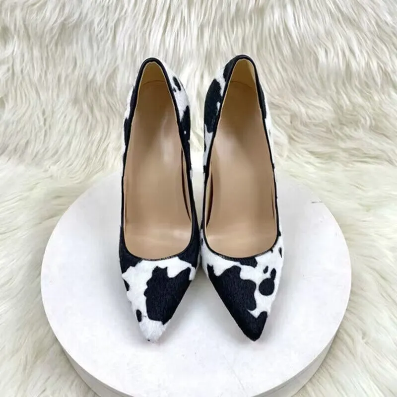 Fashionable Cow Print Style Pointed Toe Stiletto Collection