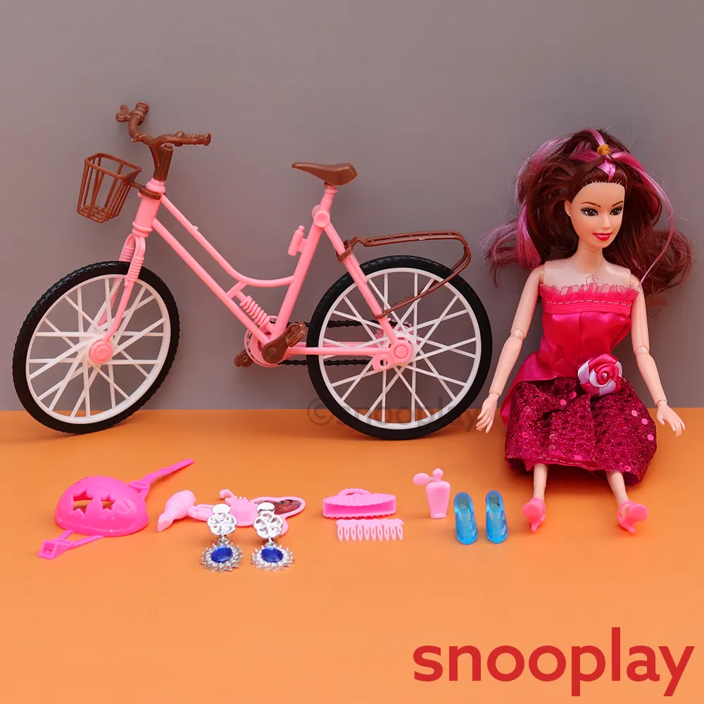 Girl doll with Glam cycle and Beauty accessories