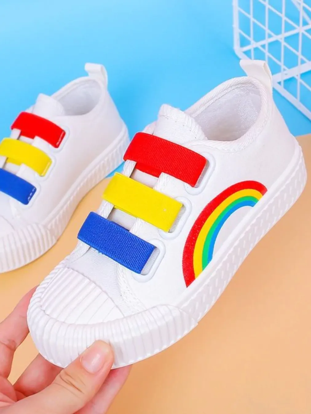 Girls Canvas Casual Rainbow Sneakers By Liv and Mia