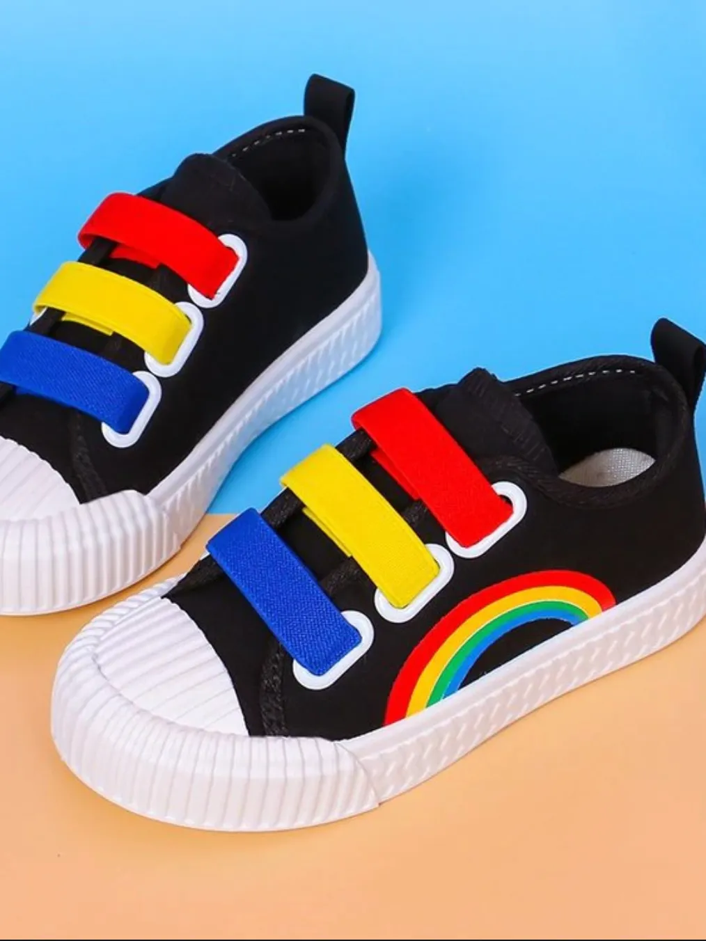 Girls Canvas Casual Rainbow Sneakers By Liv and Mia