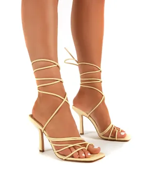 Haute Vanilla Square Toe Strappy Lace Up Heels