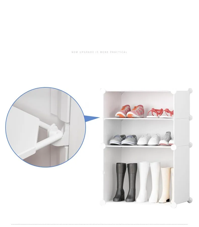 Kuber Industries Pack of 3 Shoes Cabinet | 10-Tier Foldable Shoe Rack Organizer for Closet | Plastic Shoe Shelf Collapsible Shoes Storage Box | Easy Assembly Shoe Cabinet with Lids | JL1C10TWH |White