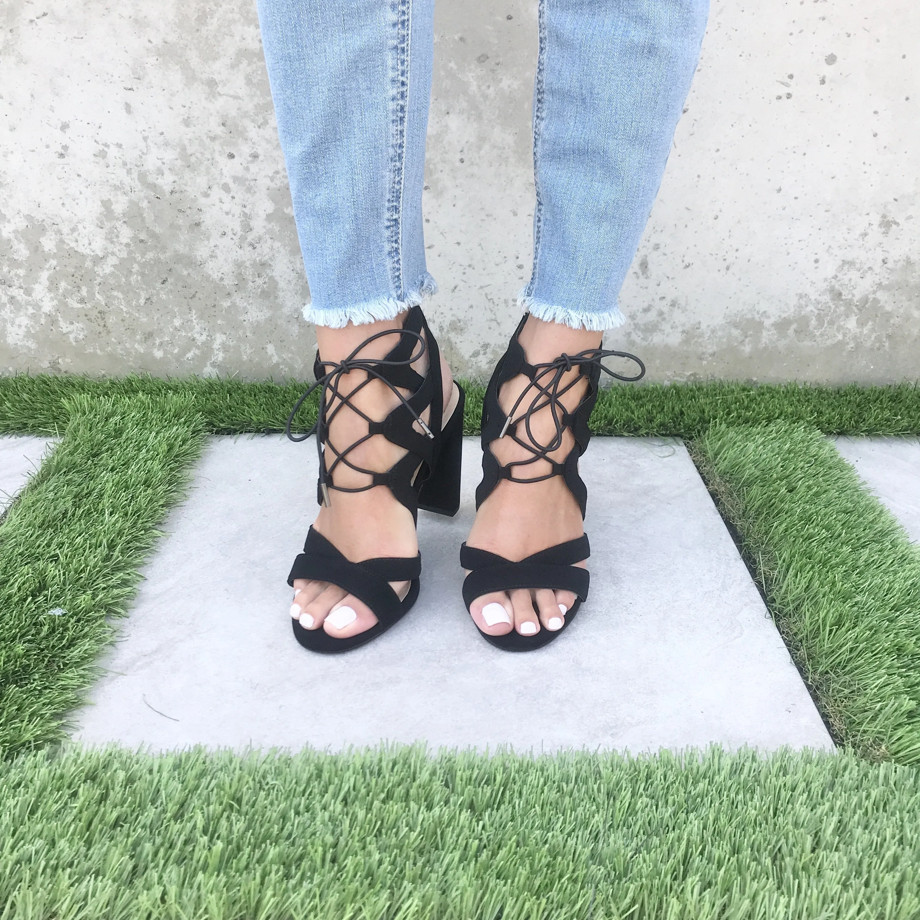 Mazie Lace Up Black Heels