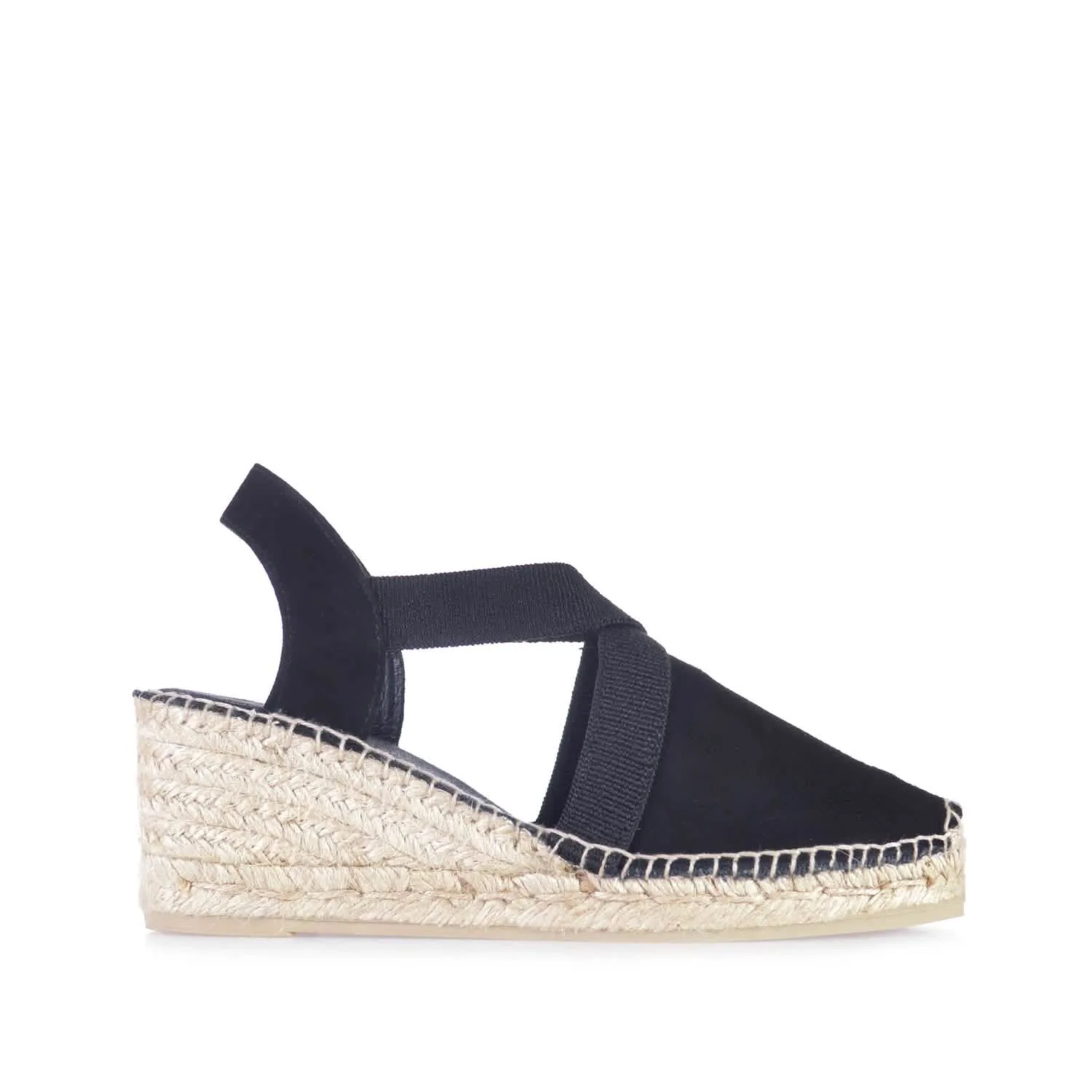 Plain Suede Leather Wedge Espadrille for Women - Tona