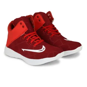 Popular Trending Red White High Ankle Length College Daily Wear Casual Canvas Sneakers