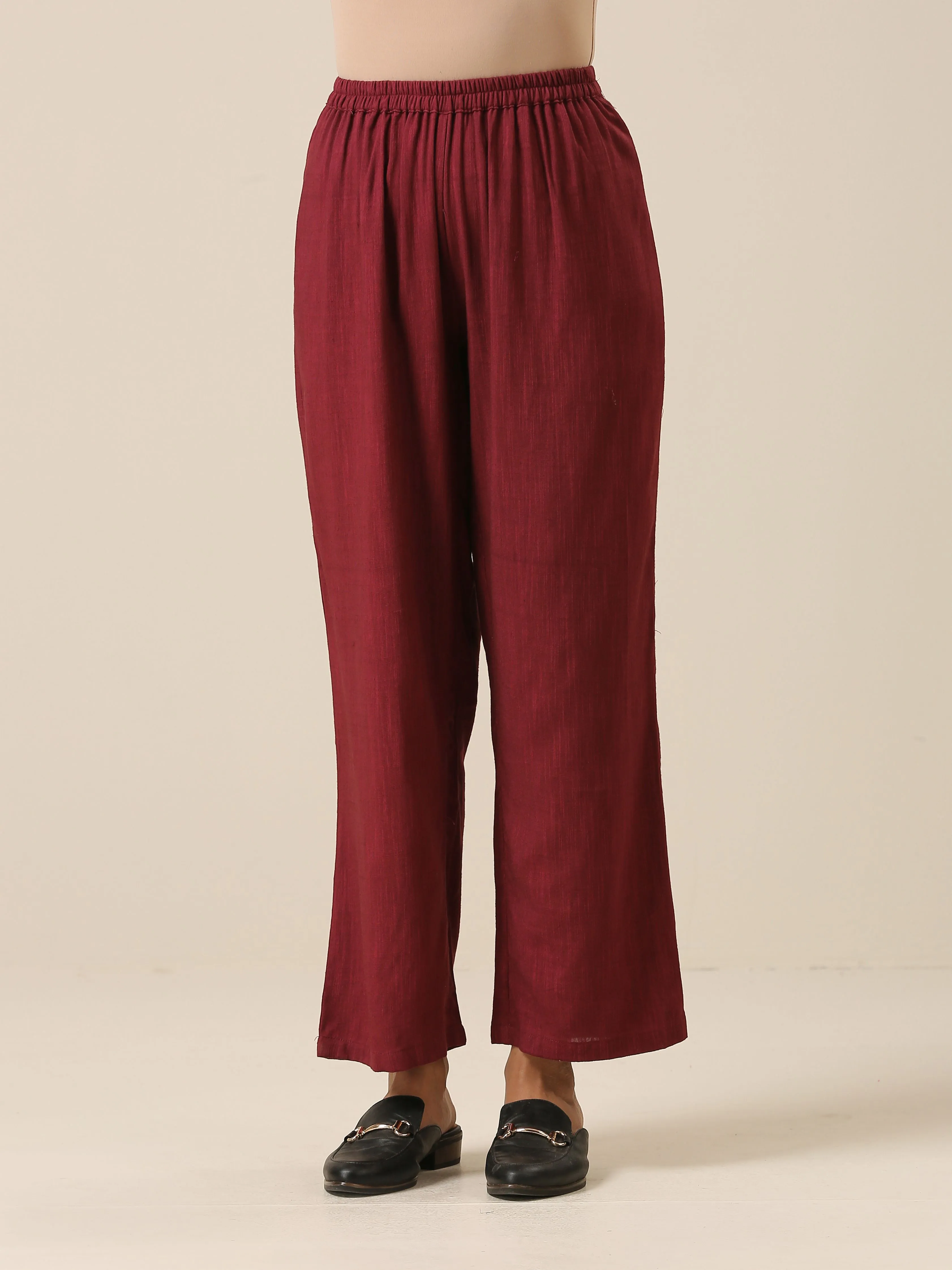 Ruby Wine Slub Textured Collar Co-Ord Set