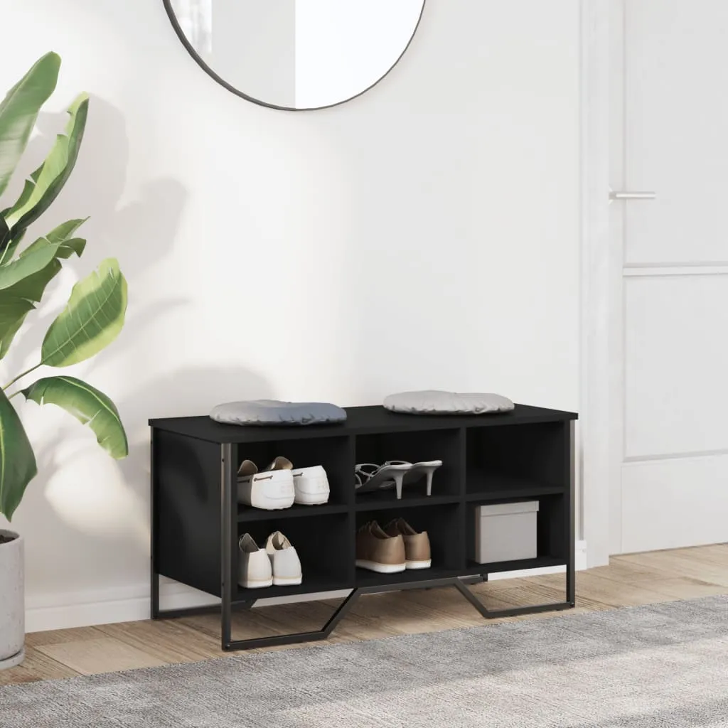 Shoe Cabinet Black 90x38x45.5 cm Engineered Wood