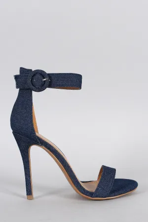 Shoe Republic LA Denim Ankle Strap Heel