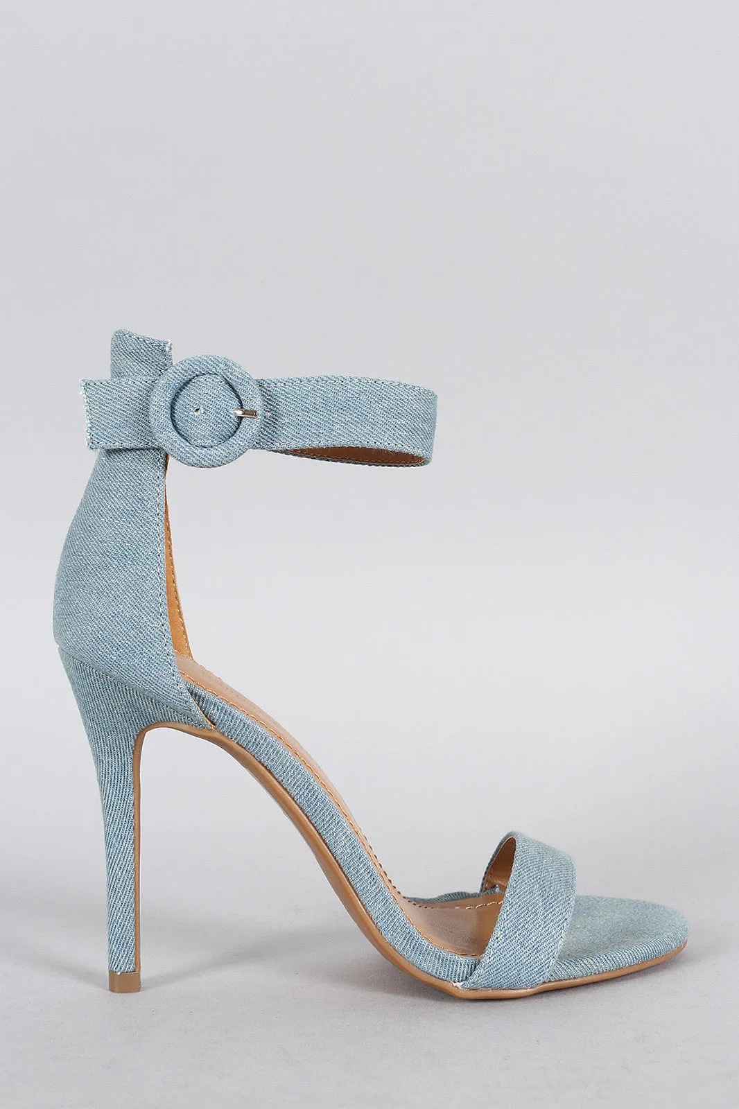 Shoe Republic LA Denim Ankle Strap Heel