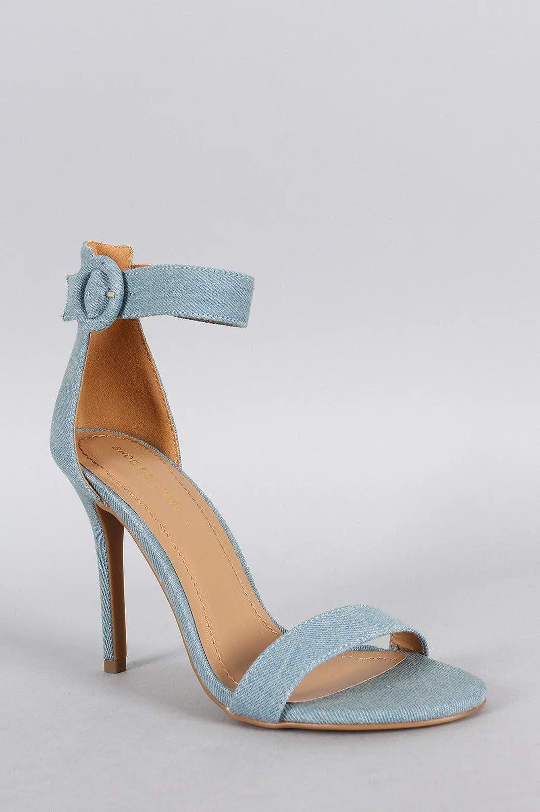 Shoe Republic LA Denim Ankle Strap Heel