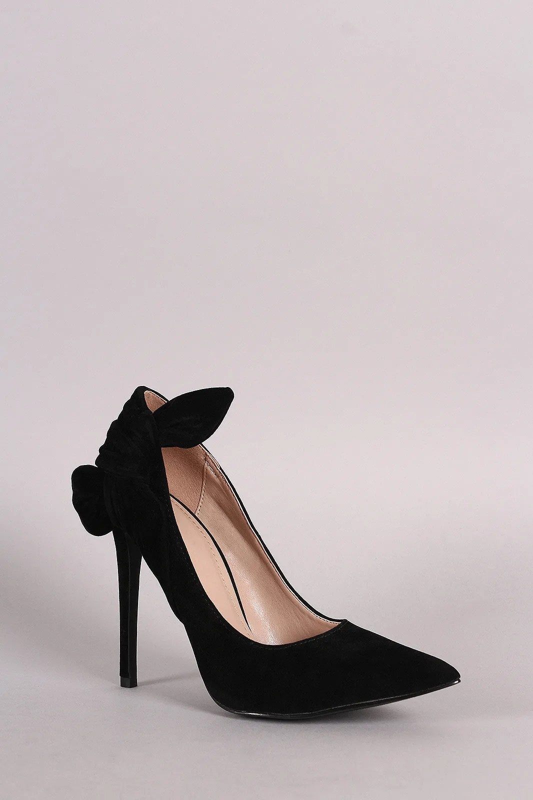 Shoe Republic LA Suede Knotted Bow Pointy Toe Pump