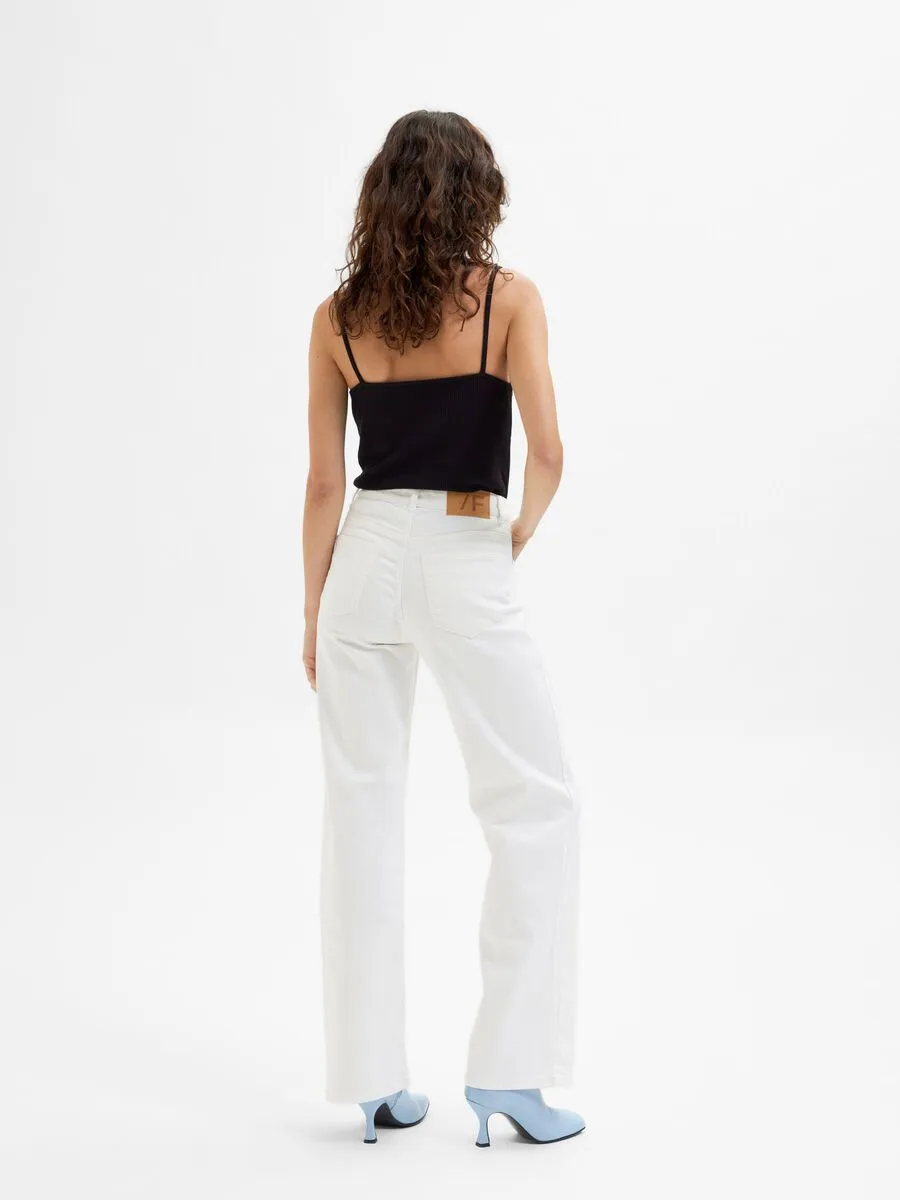 SLFALICE HW LONG WIDE JEANS | SNOW WHITE