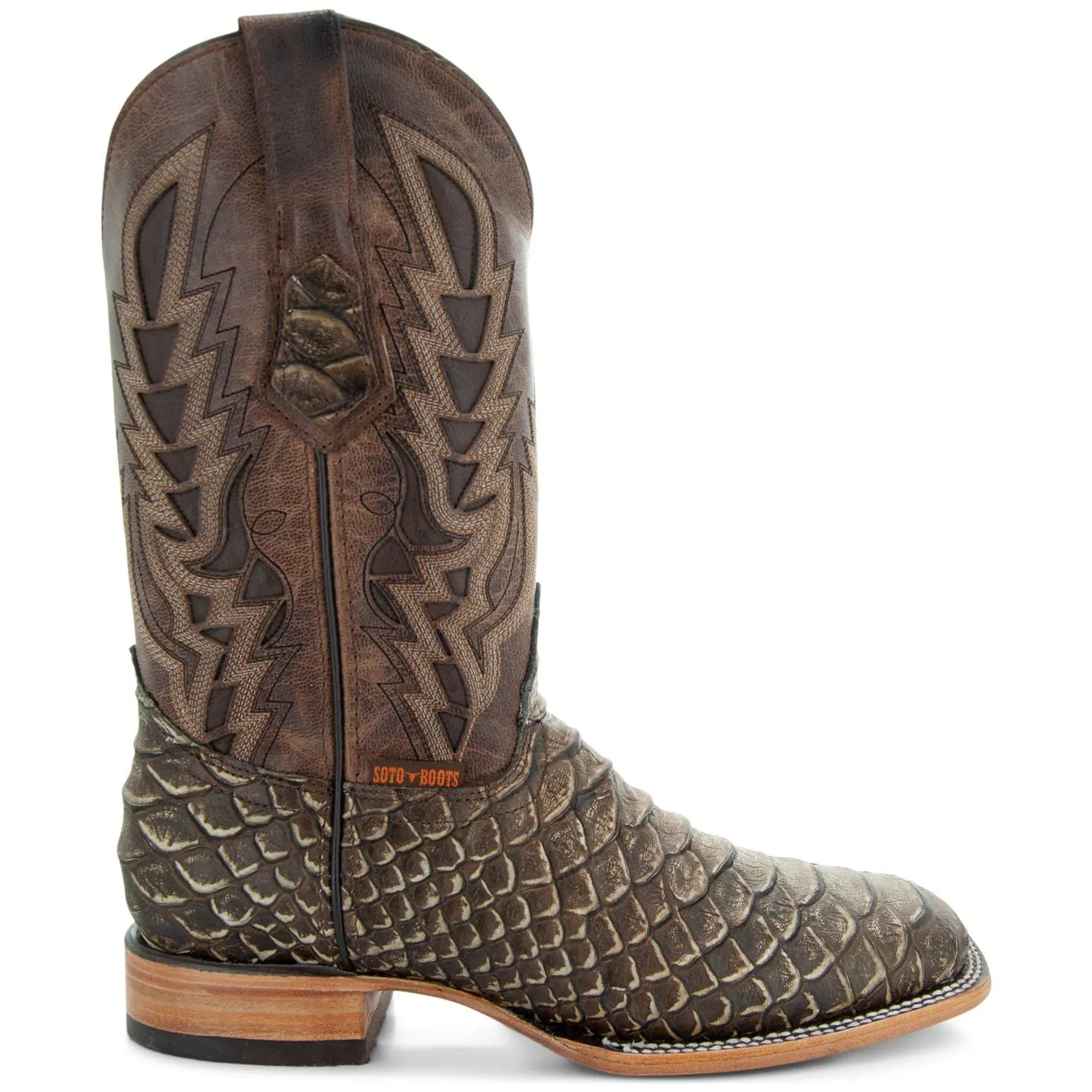 Soto Boots Mens Tan Python Print Boots H50032