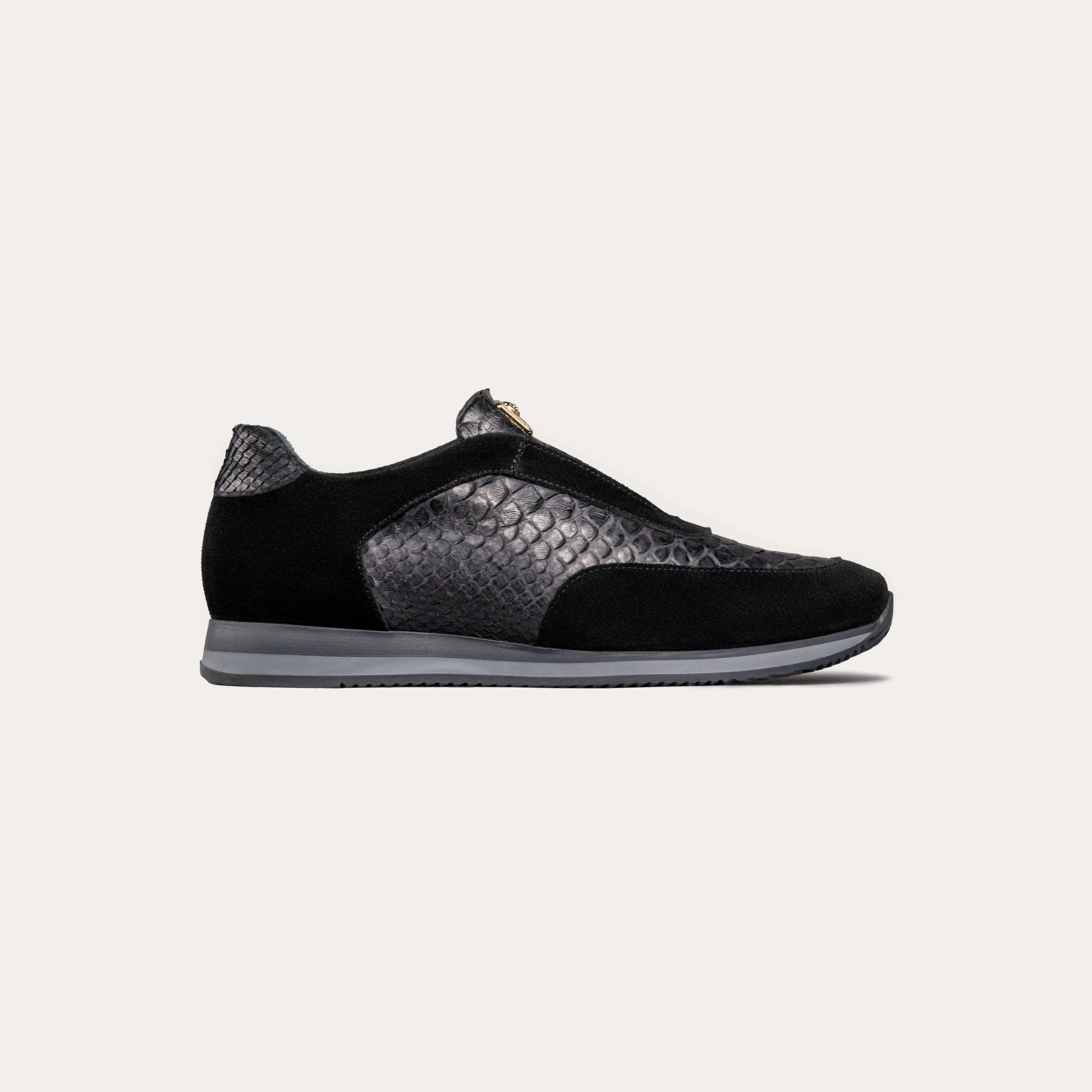 Suede & Python Leather Laceless Plimsoll Sneakers