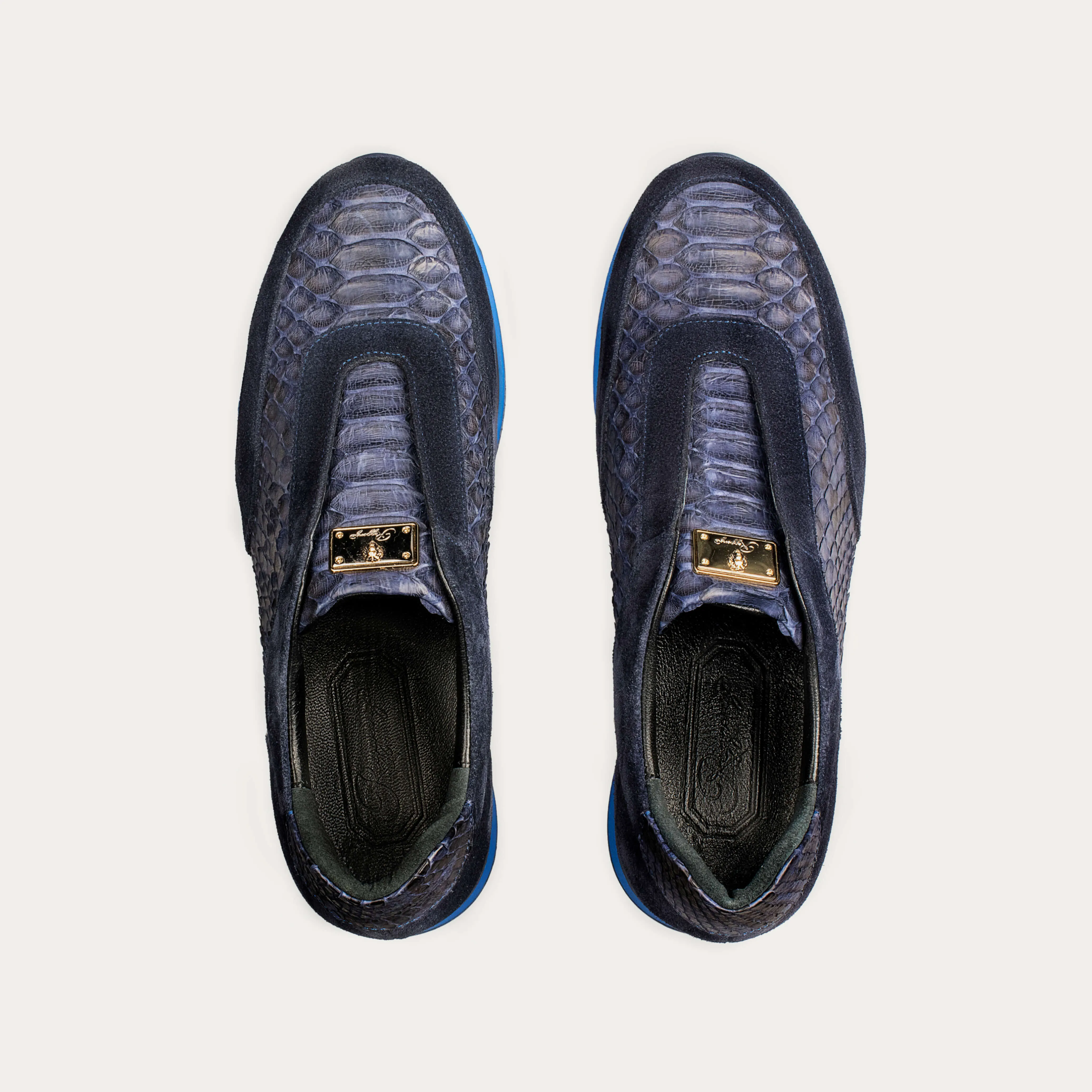 Suede & Python Leather Laceless Plimsoll Sneakers