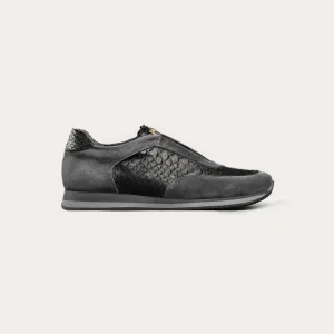 Suede & Python Leather Laceless Plimsoll Sneakers