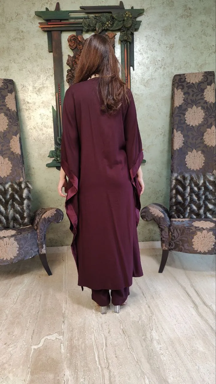 Wine Purple Drape Kaftan Set