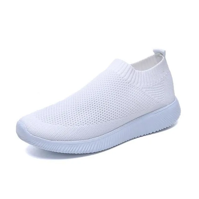 Women shoes 2020 new knitted slip on flat shoes woman tenis feminino casual mesh walking footwear sneakers women vulcanize shoes