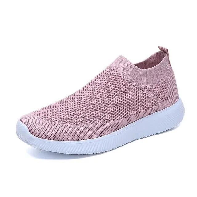 Women shoes 2020 new knitted slip on flat shoes woman tenis feminino casual mesh walking footwear sneakers women vulcanize shoes